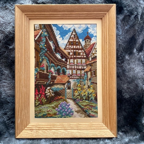 Framed Cross-Stitch Art with Wooden Frame - Picture 1 of 16